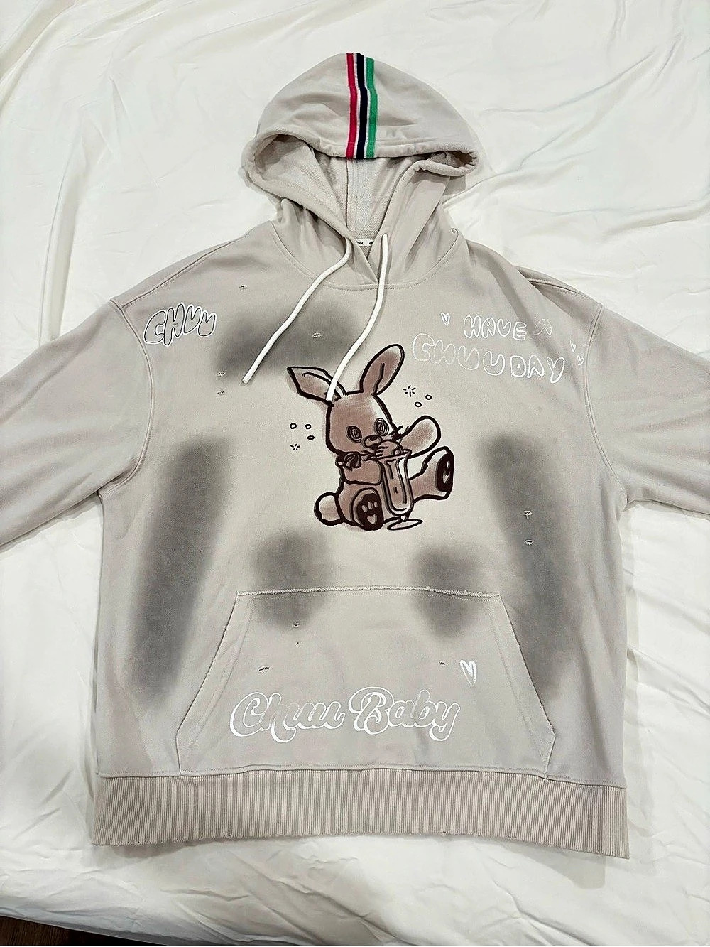 Cute light hoodie with bunny print